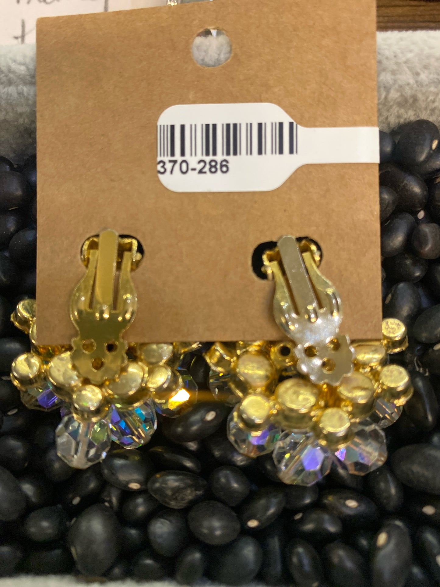 Vintage Large Iridescent Rhinestone Round Clip Ons