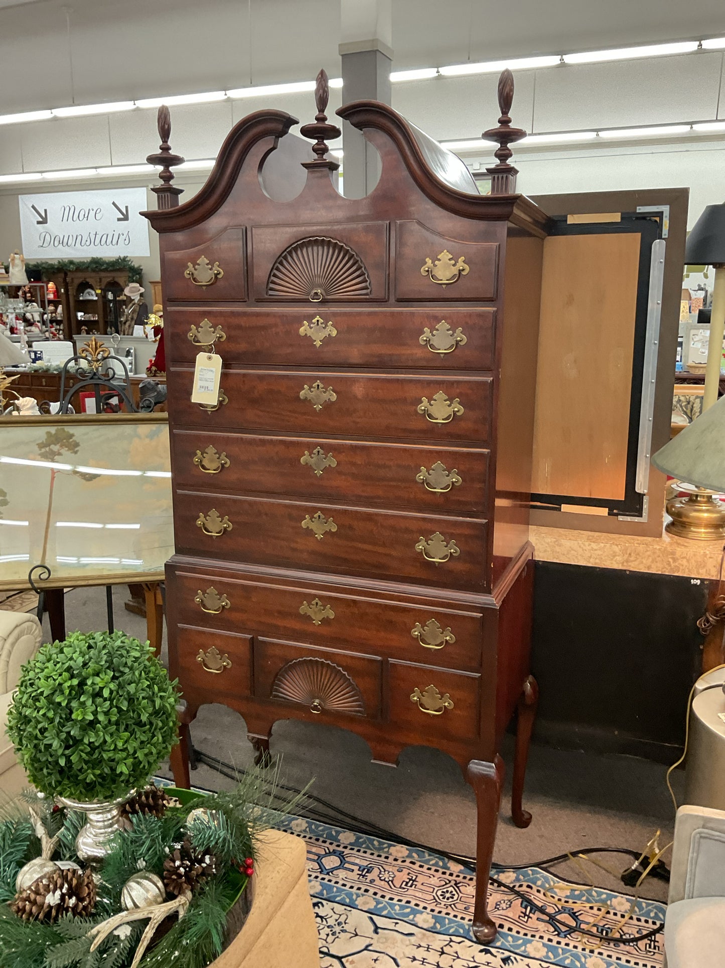 Vintage Kindel Chippendale Highboy Dresser 77"H,35"W,20"D