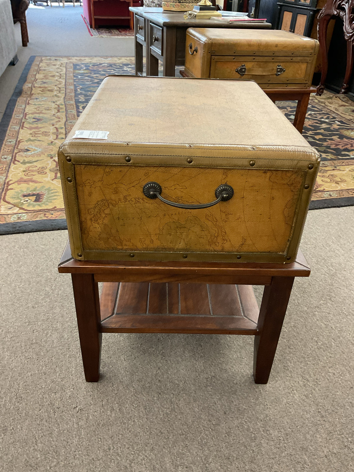 Old World Map Trunk End Table 25x18x24
