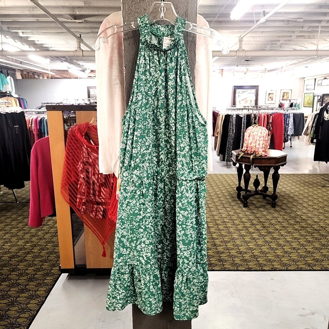 Green and White Floral Dress Size XL
