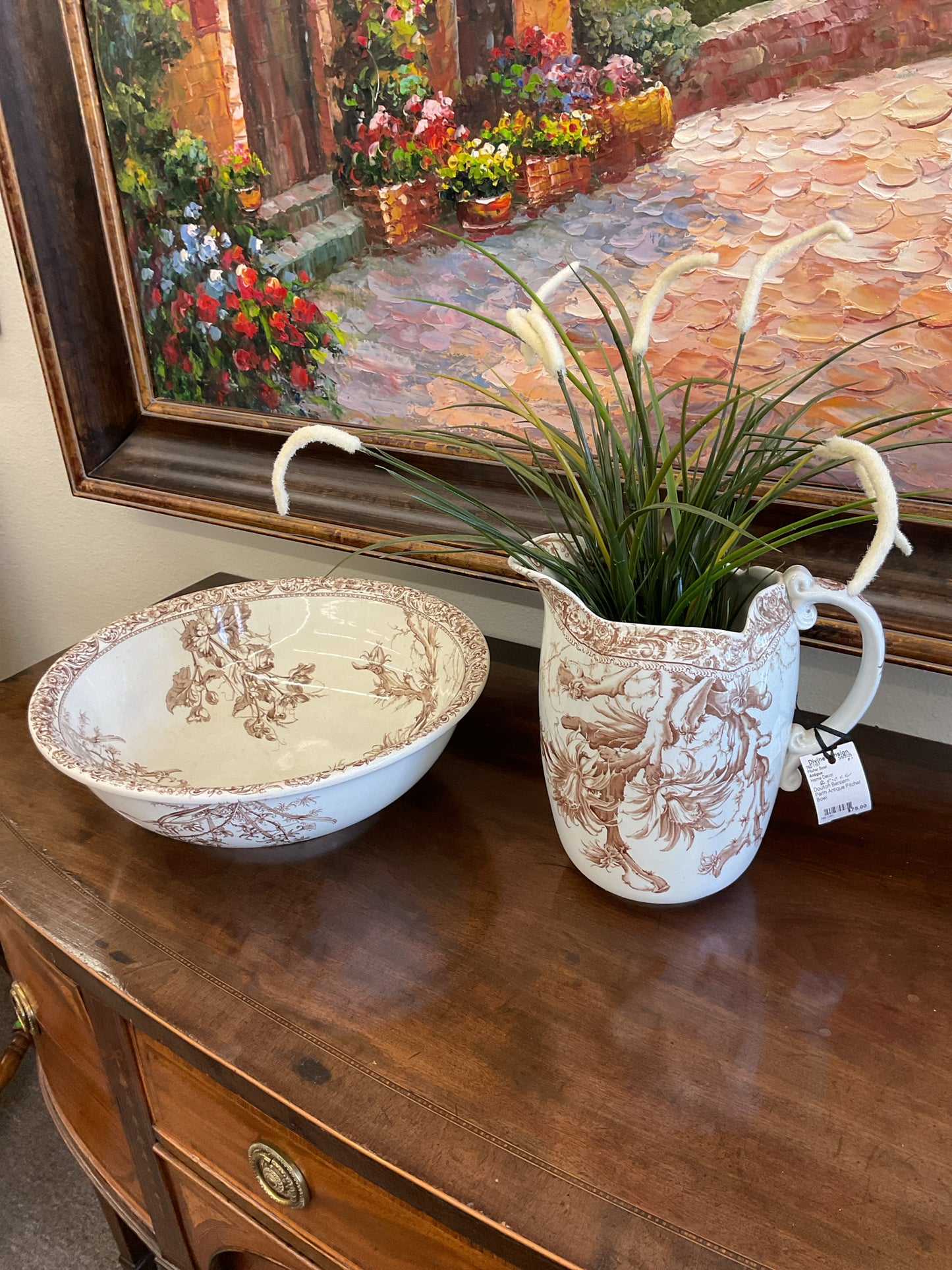 Pitcher Bowl Unique Antique Two Piece Doulton