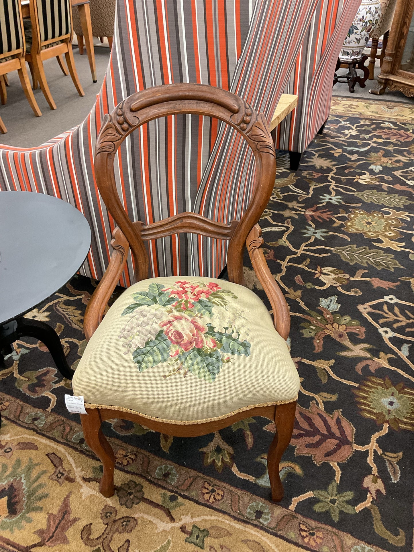 Antique Victorian Needlepoint Seat Chair