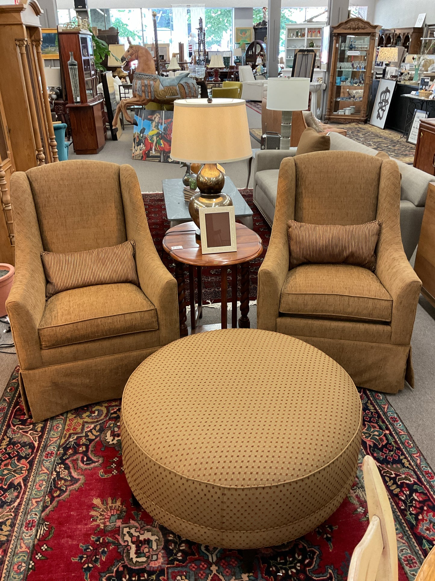 Ethan Allen Chairs (2) & Ottoman 41"H,30"W,35"D