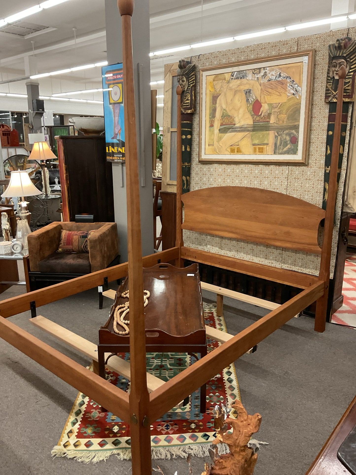 Stickley Cherry Wood Four Poster Queen Bed Frame
