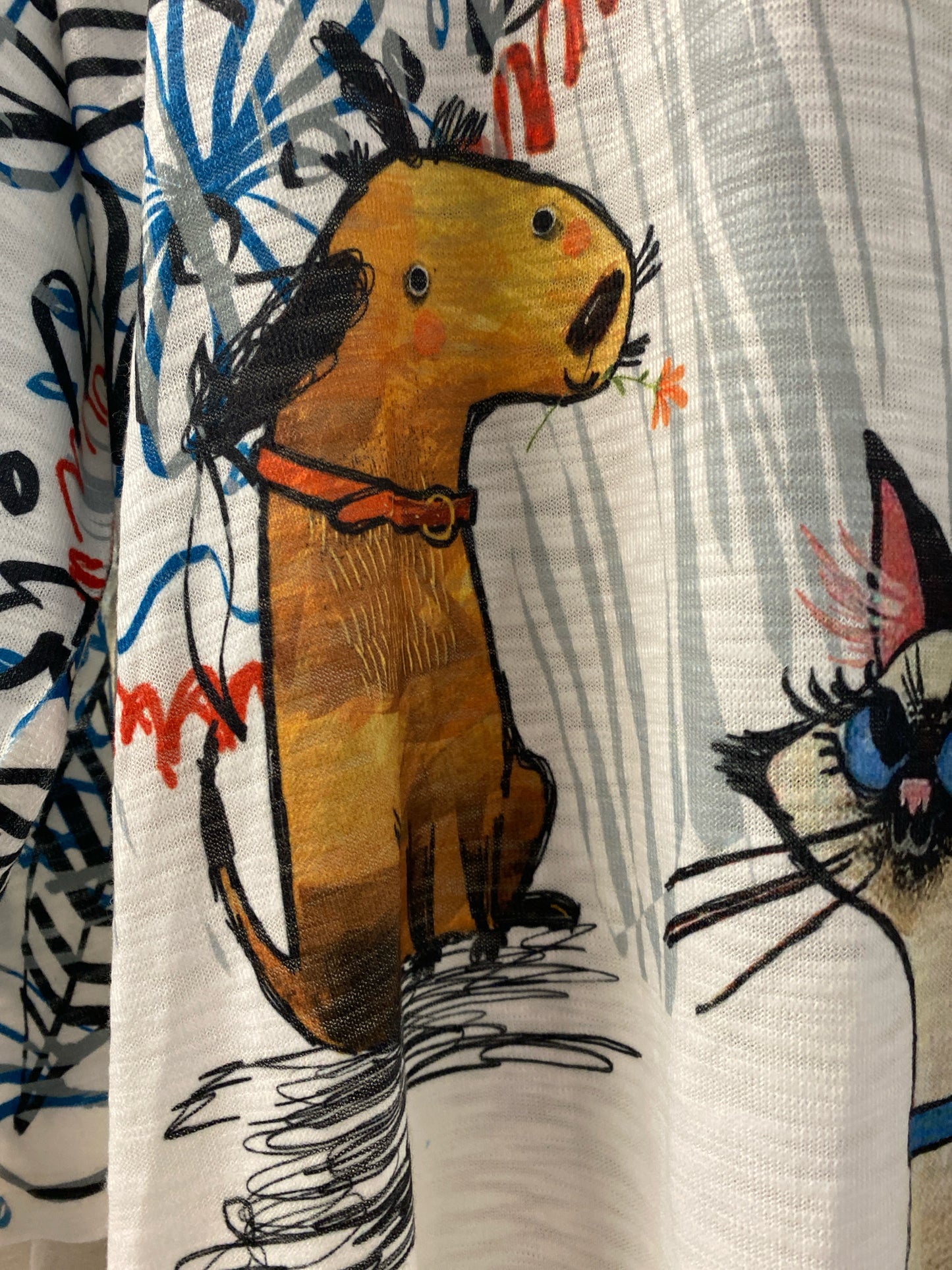 Inoah Animal Print White and Blue Tunic Size L