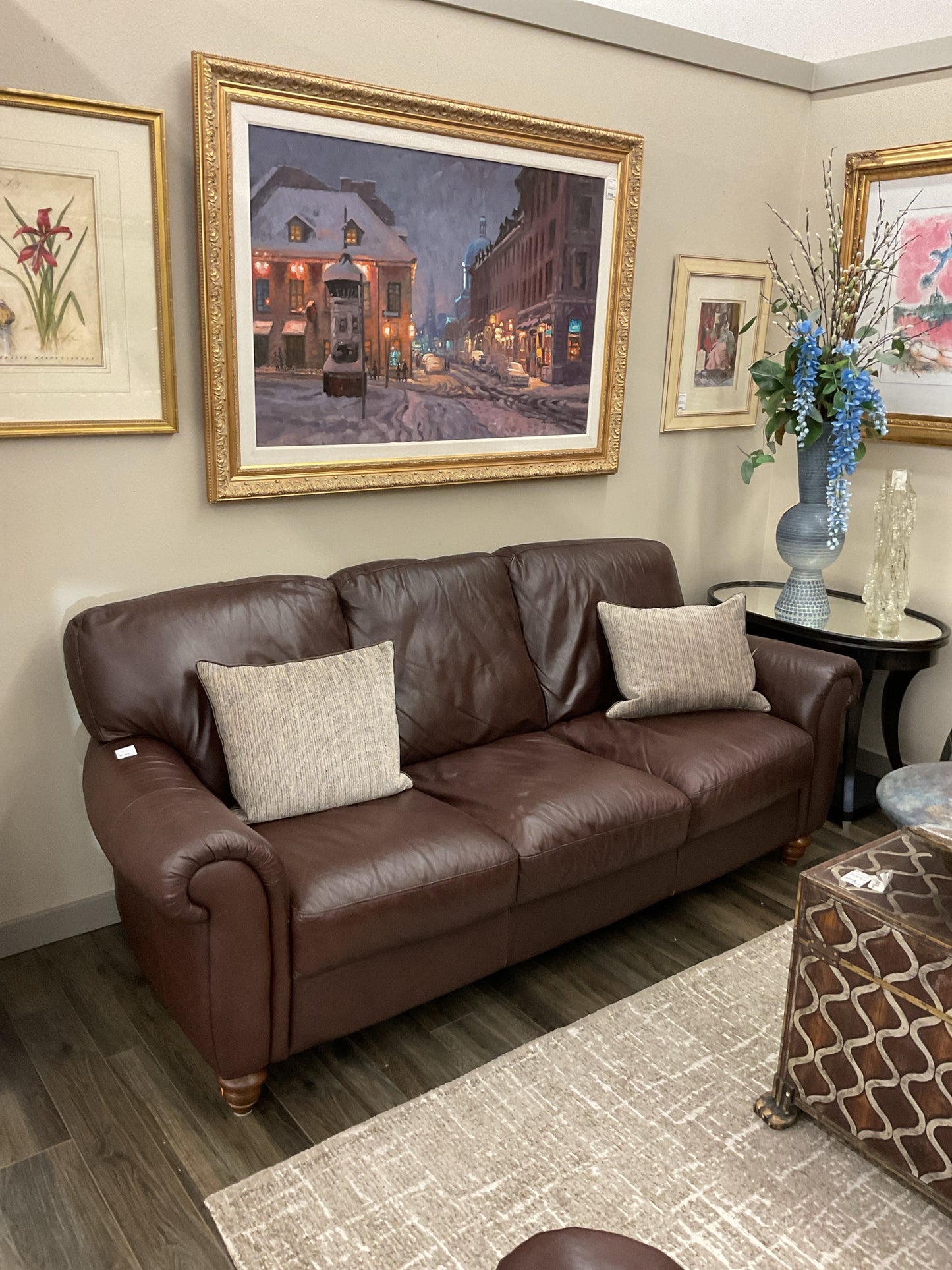 Brown Leather Italian Natuzzi Sofa