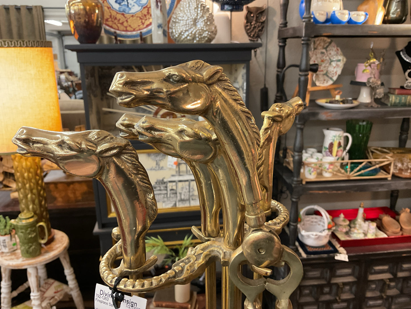 Fireplace Set Stunning Brass Horse Heads