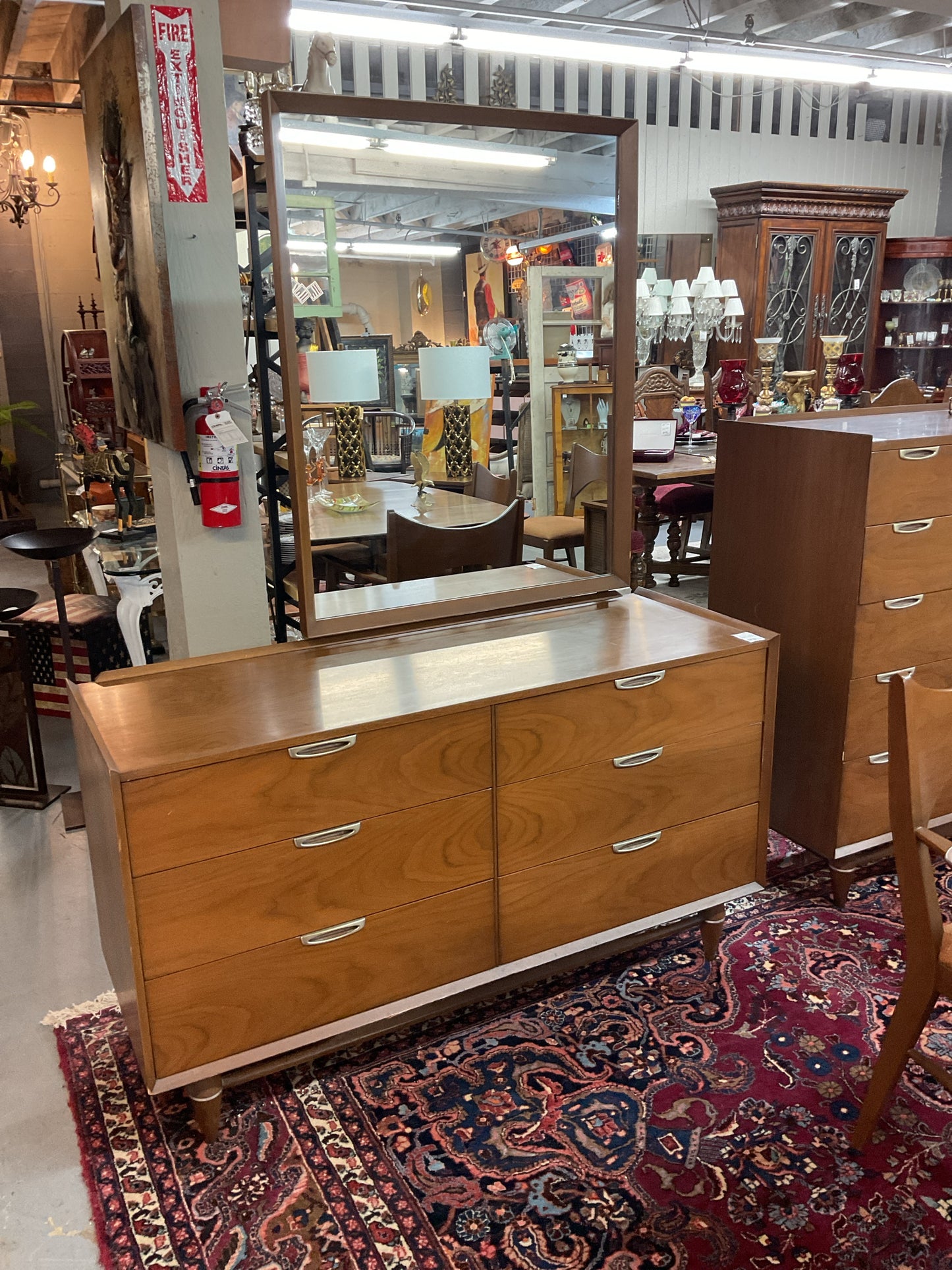 MCM Broyhill Low Dresser & Mirror