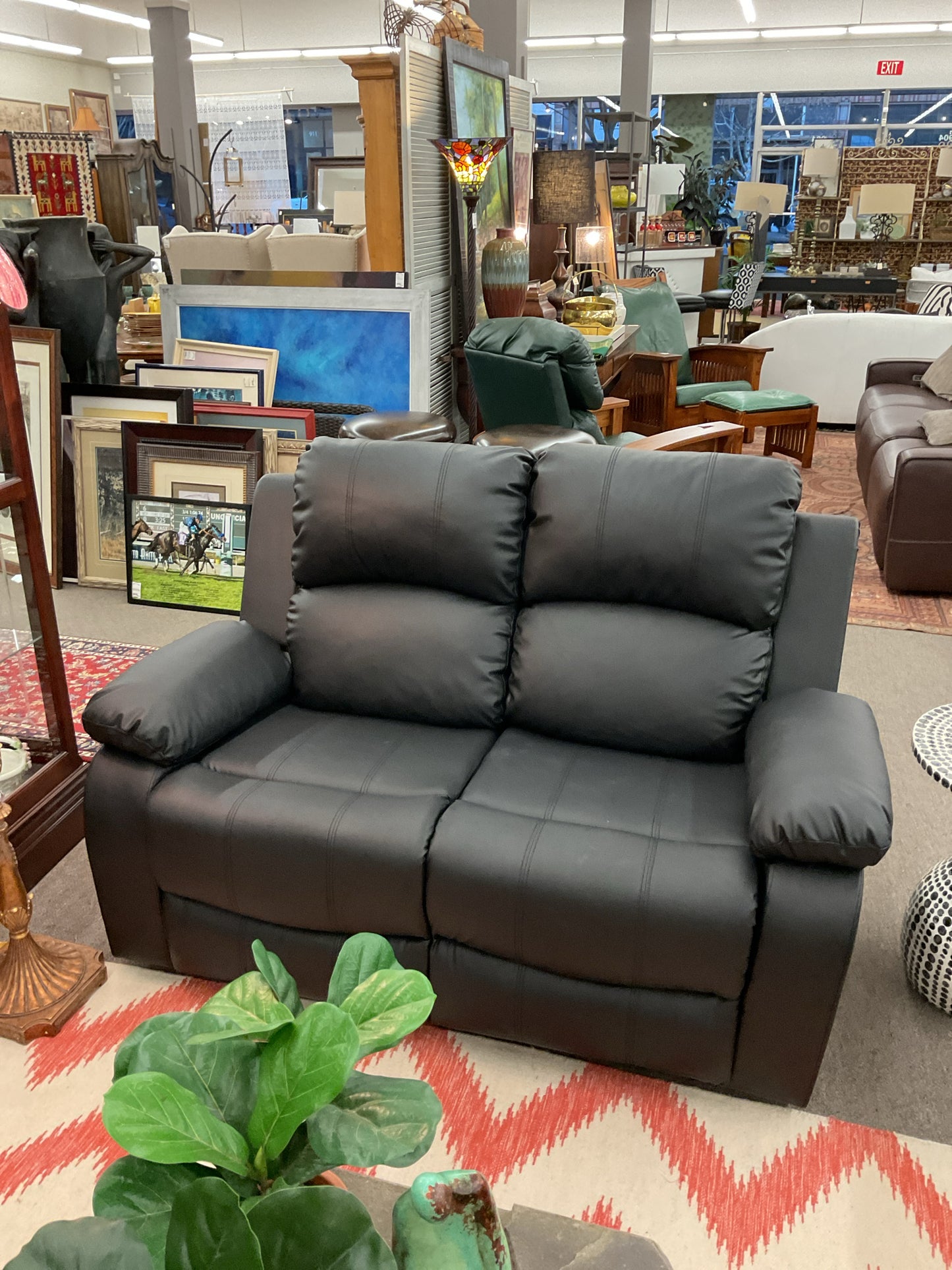 Black Leather Reclining Sofa & Loveseat Set