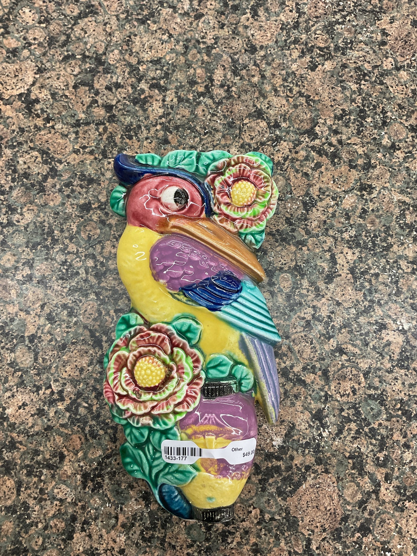Vintage Ceramic Wall Pocket Fashioned as a Toucan Japan