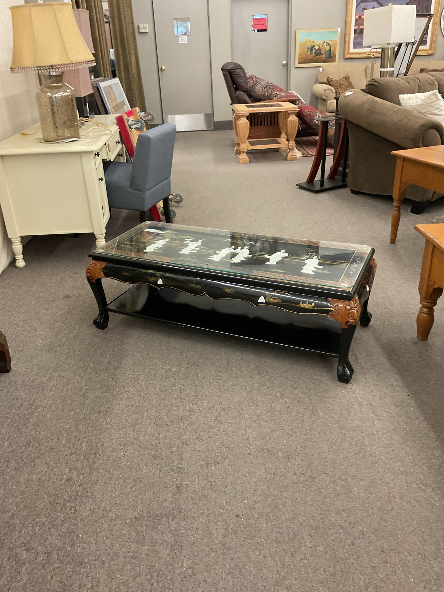 Black Lacquer Chinoiserie Coffee Table