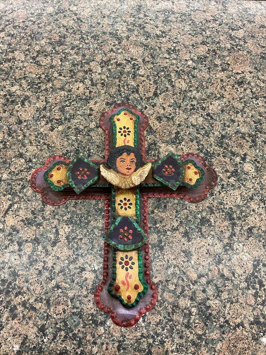 Folk Art Hand-Painted Cross