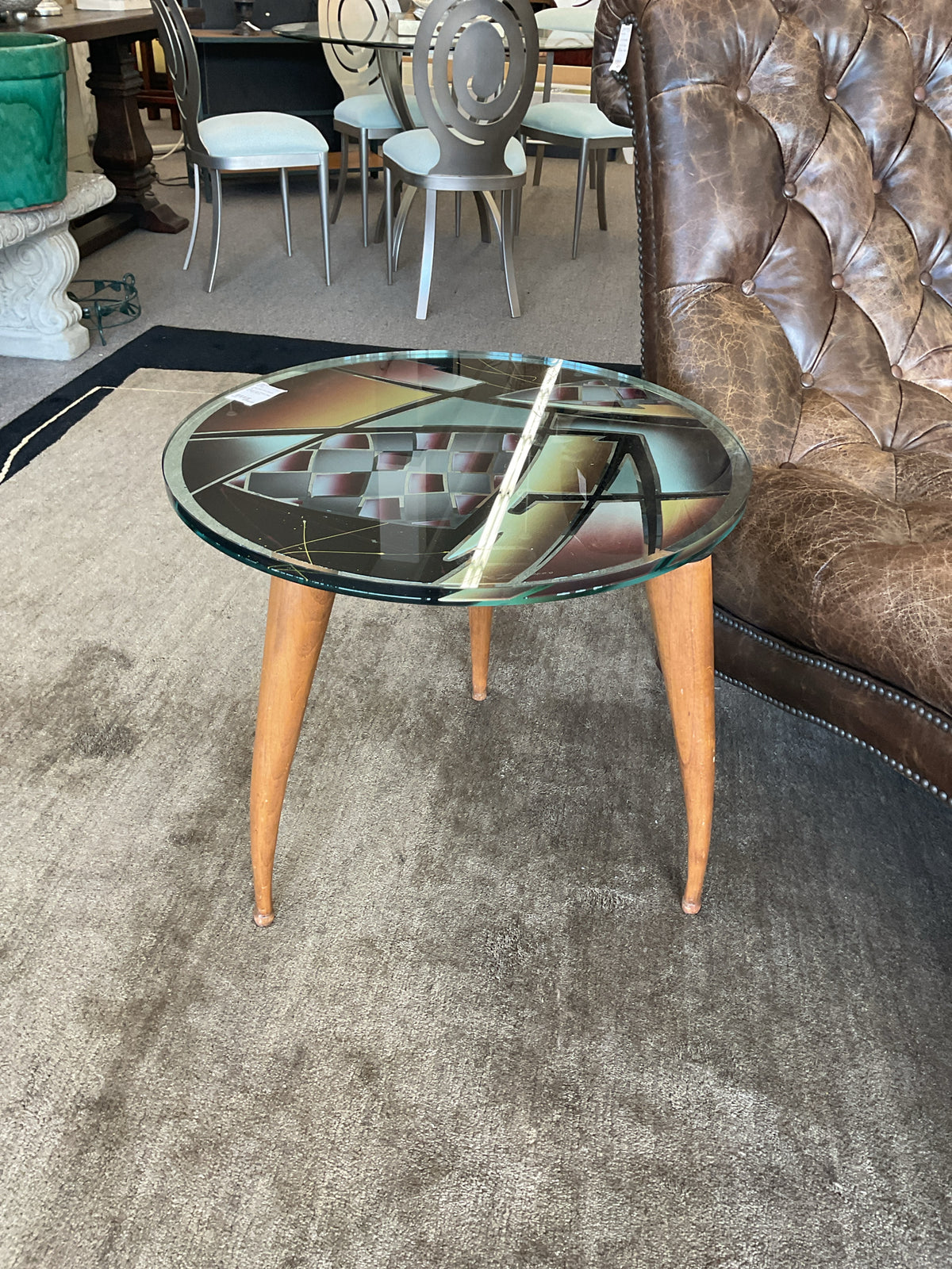 Designer Joan Irving's Glass Top Table Signed