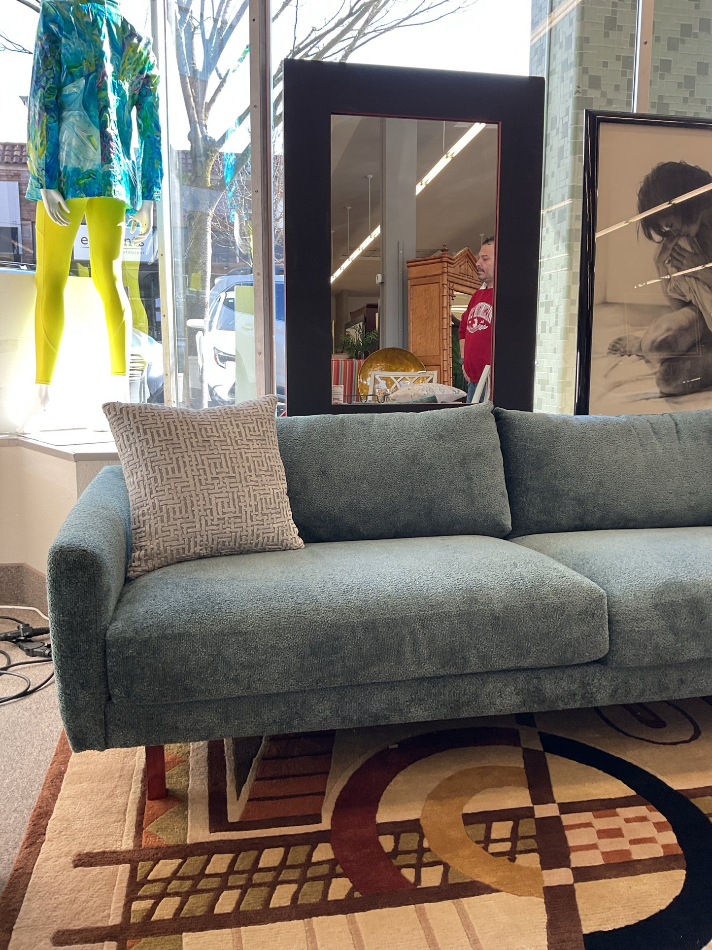 Teal Sofa by American Leather Co