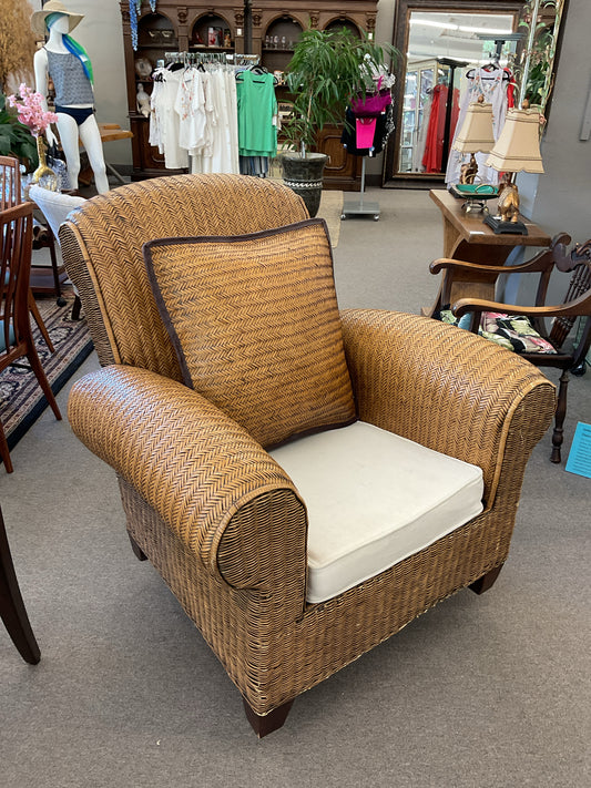 Rattan Club Chair & Cushion by Padma's Plantation 41'H,41"W,43"D