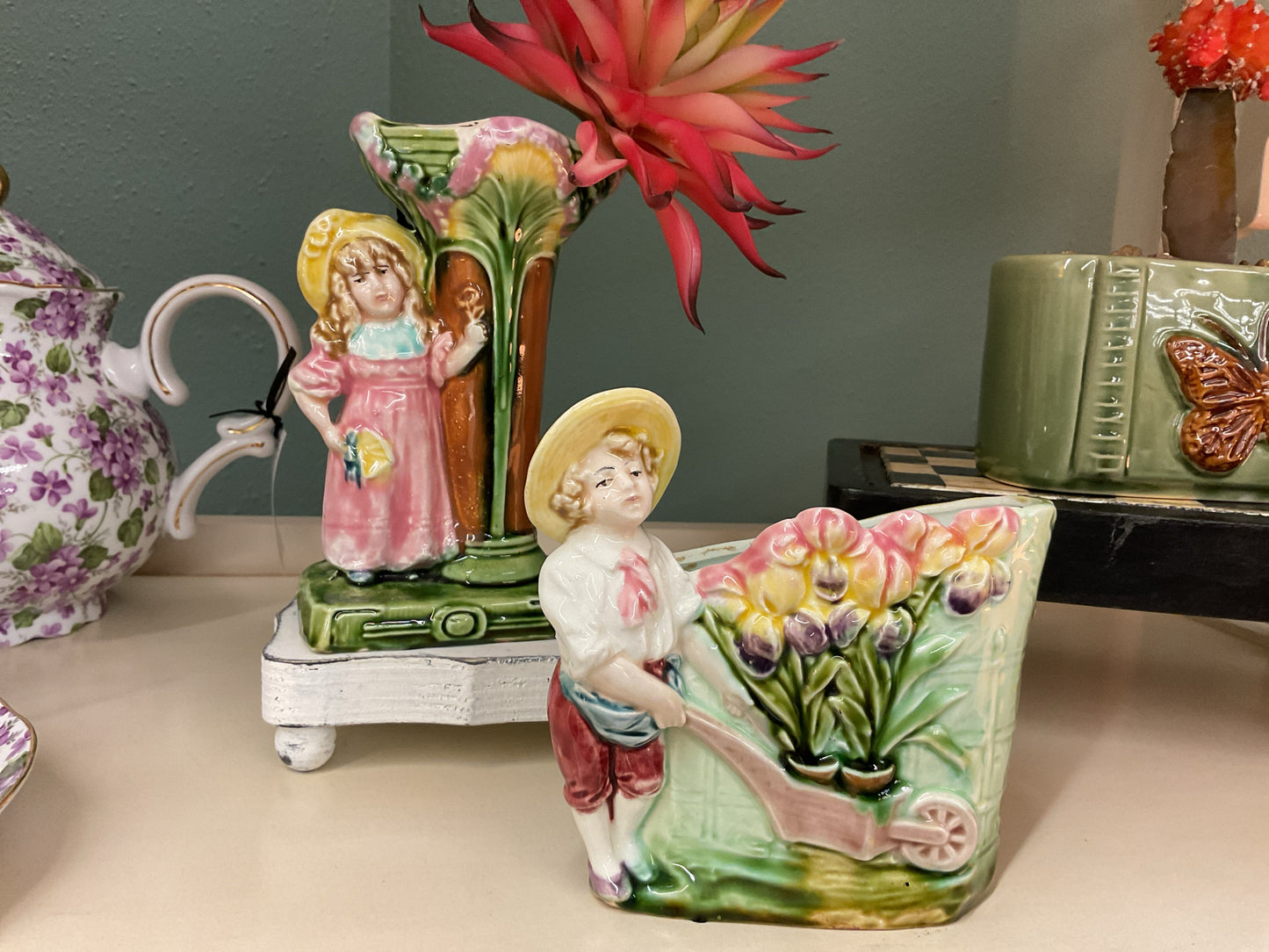 Cheery Vintage Boy Flower Vase
