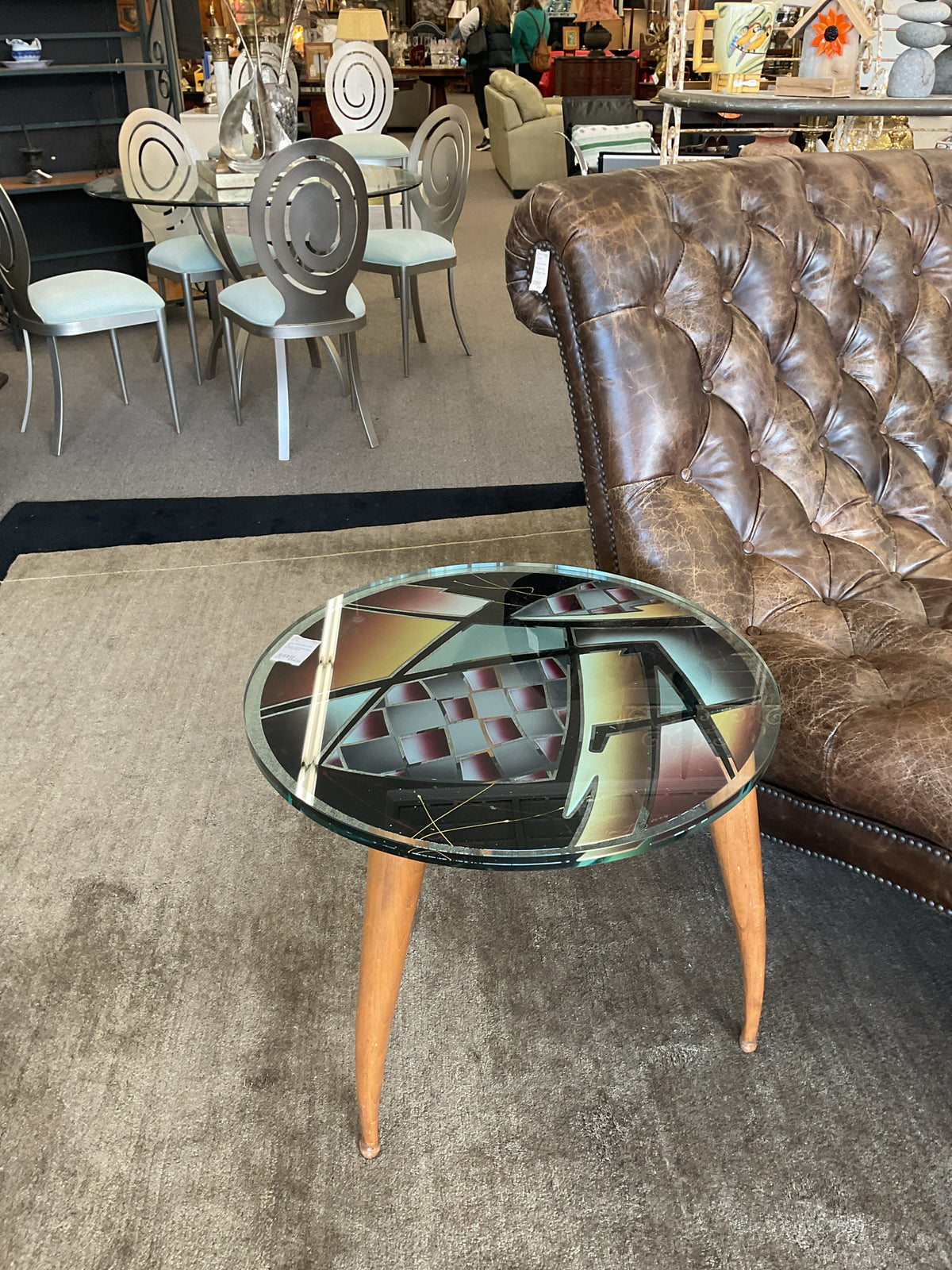Designer Joan Irving's Glass Top Table Signed