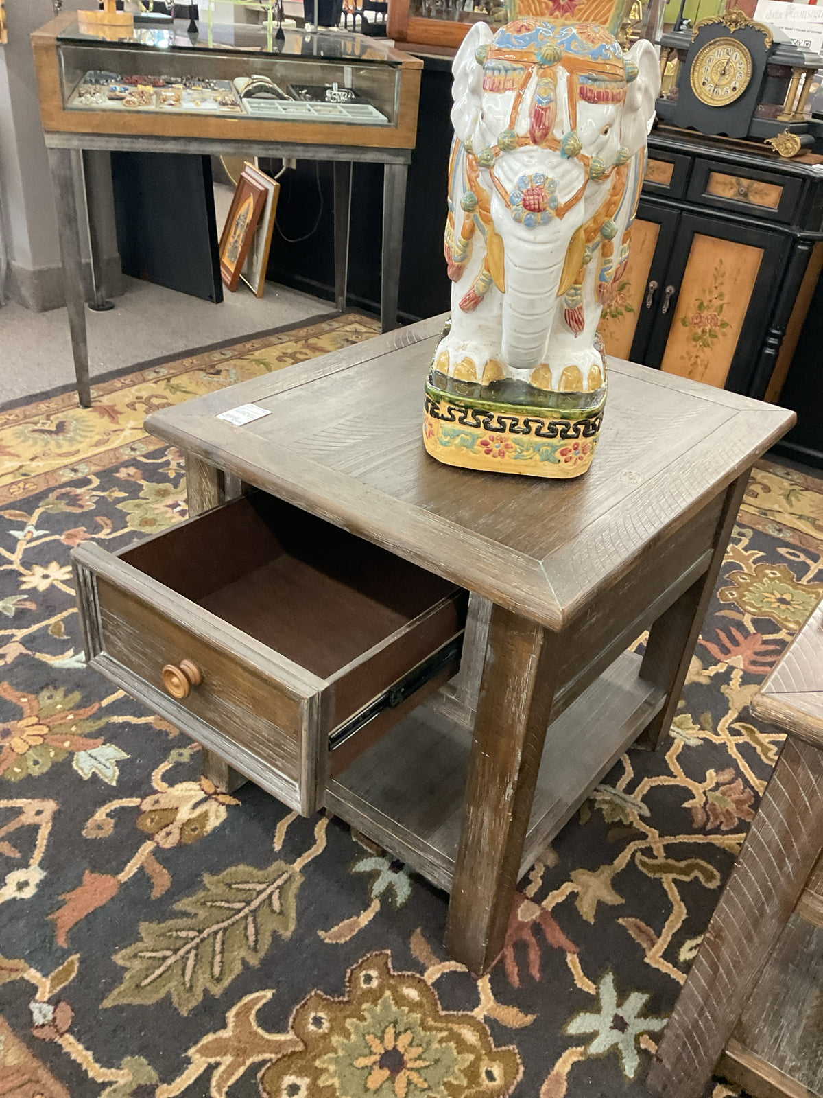 Tyler Creek Grey/Brown Single Drawer 2-Tier End Table