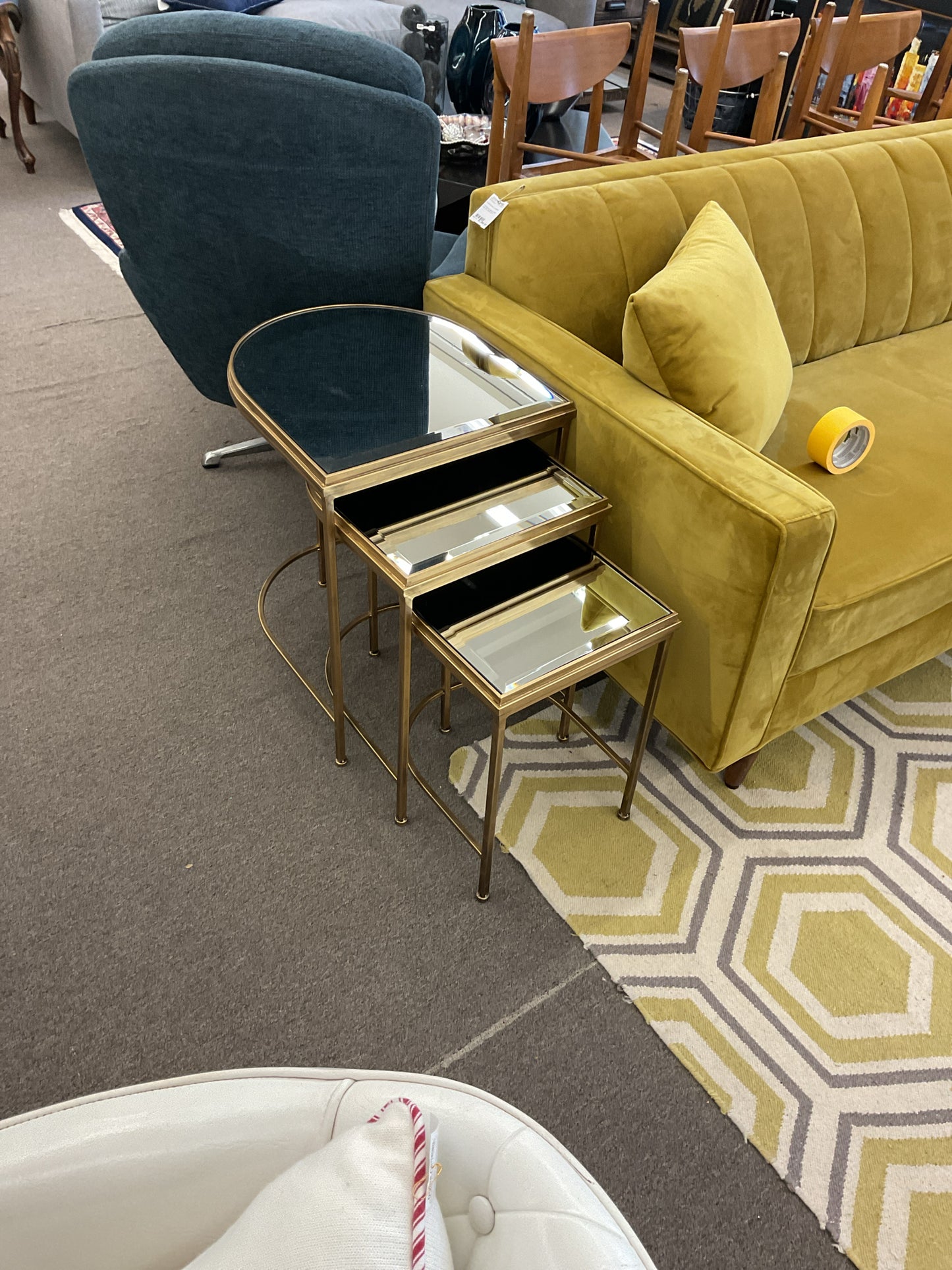 Modern Gold $ Glass Nesting Tables