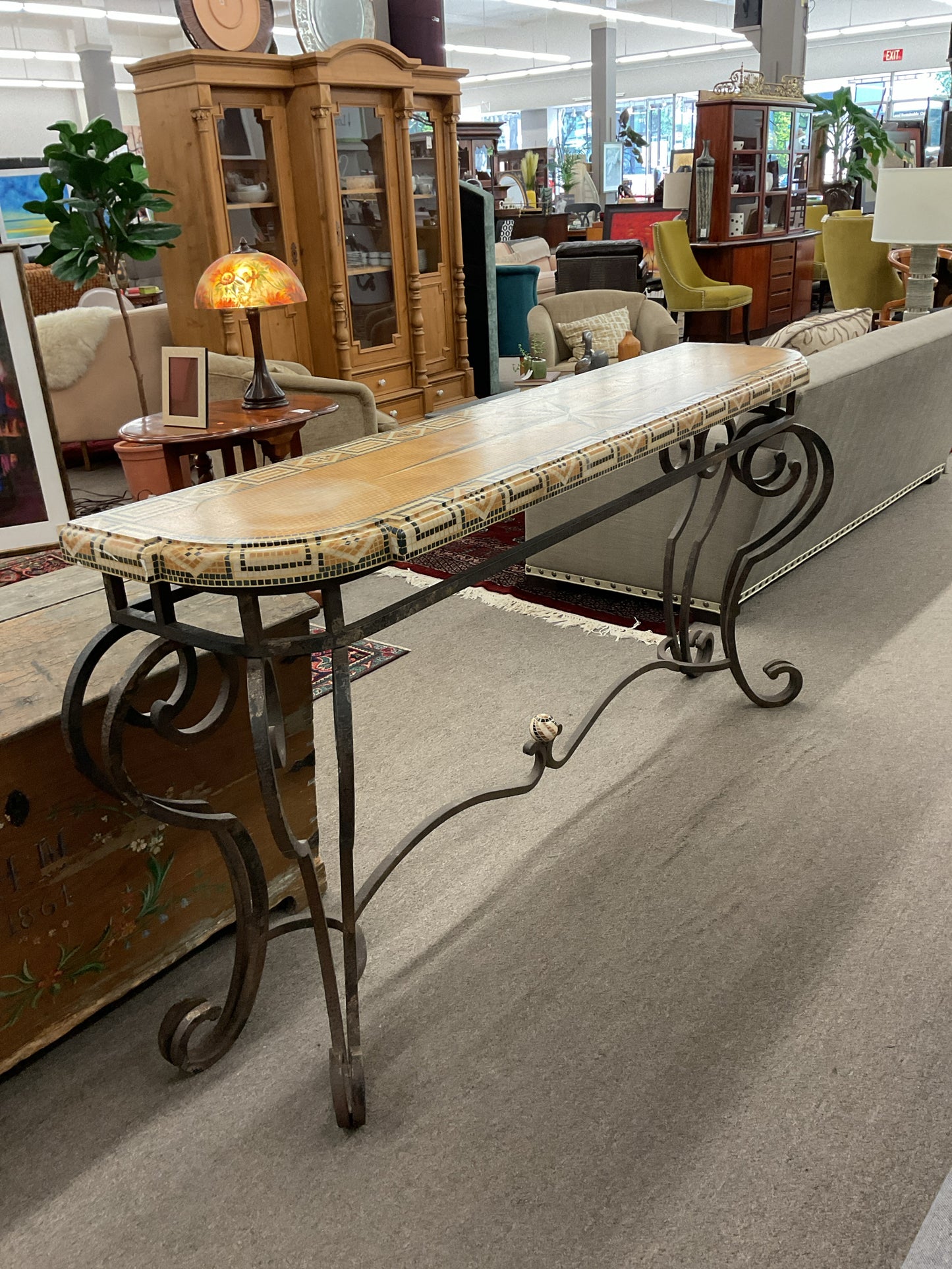 Wrought Iron Entrance Table 72"L,36"H,16"D