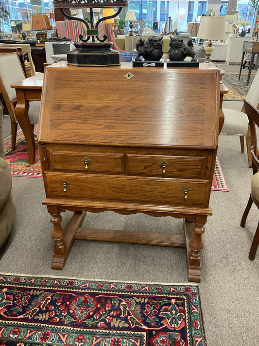 Vintage Ethan Allen Jacobean Style Oak Desk