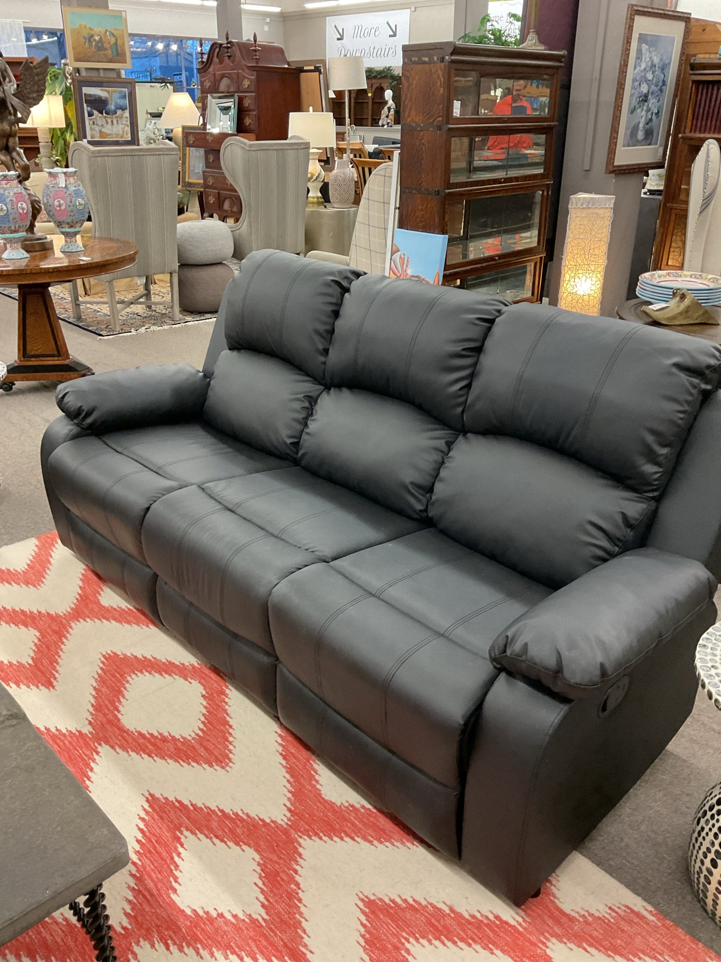 Black Leather Reclining Sofa & Loveseat Set