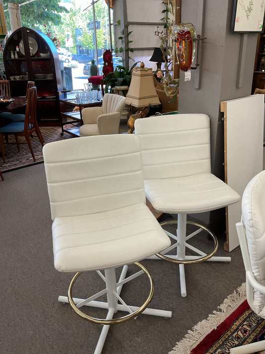 McM White Vinyl Counter Stool Set (2)