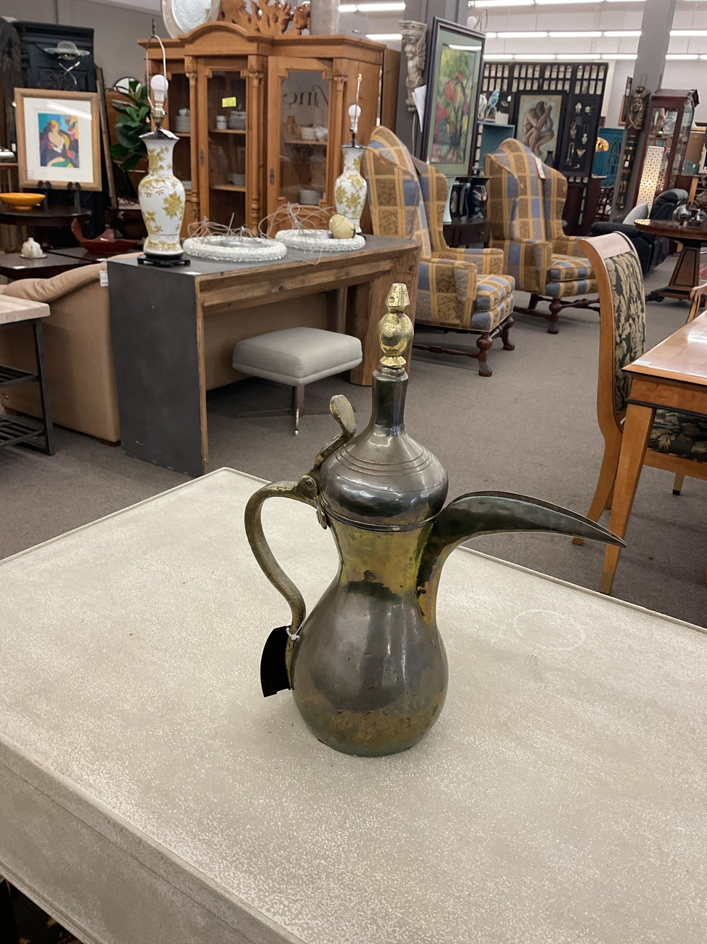 Vintage Dallah Middle Easter Coffee Pot w/Stamp 13"