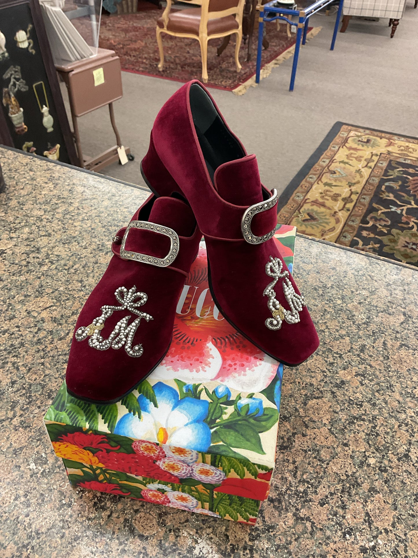 Gucci Men's Velvet Loafers Size 9 1/2