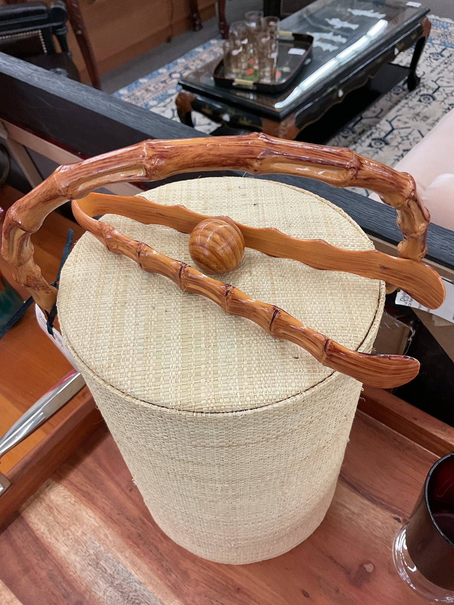 Vintage Ice Bucket with Tongs
