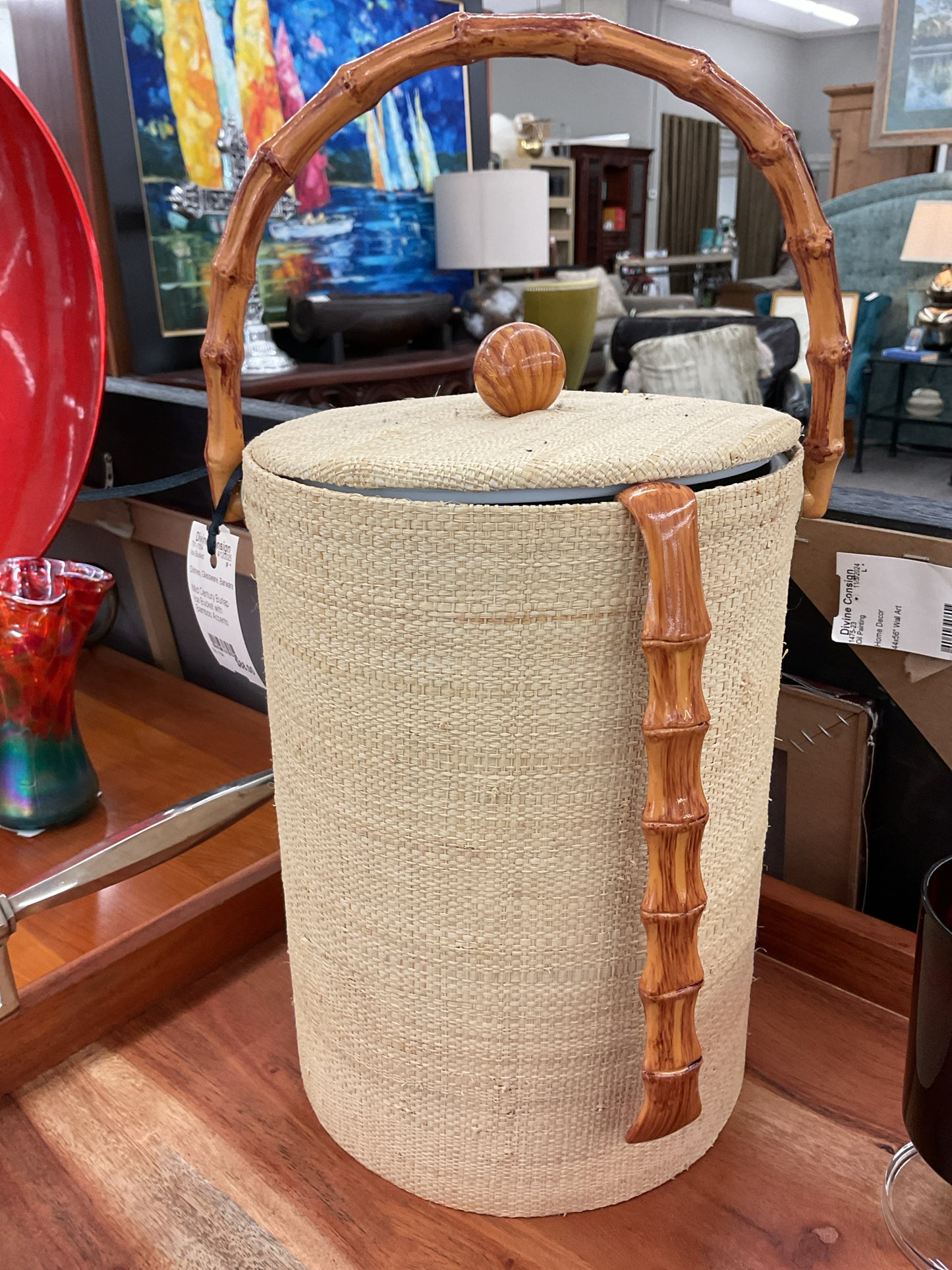 Vintage Ice Bucket with Tongs