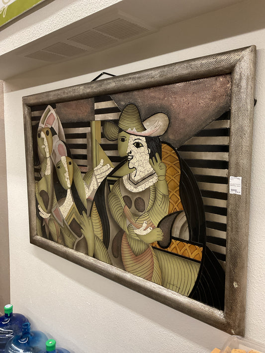 Picasso Style Painting Oil on Wood 40x46
