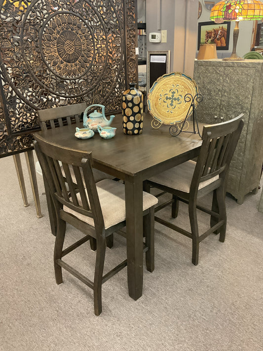 Espresso Brown Bistro Dining Set Table & 4 Chairs 42x42x34H