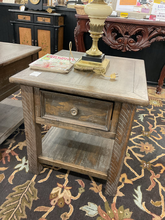 Tyler Creek Grey/Brown Single Drawer 2-Tier End Table