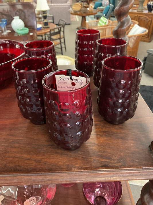Vintage Ruby Bubble Glassware