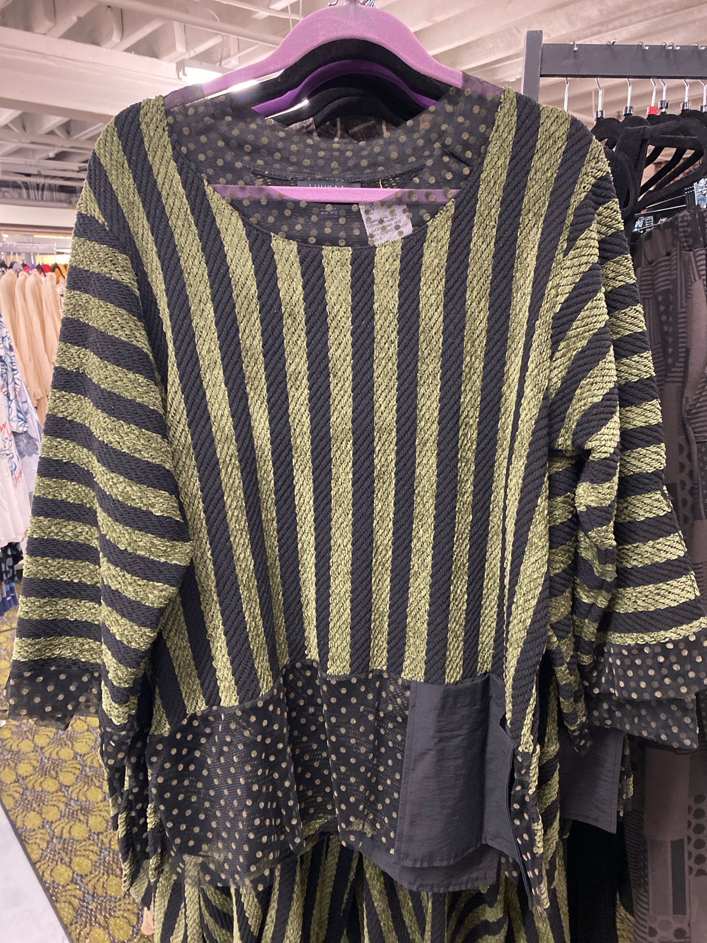 Luukaa Green and Black Striped Sweater Size 8
