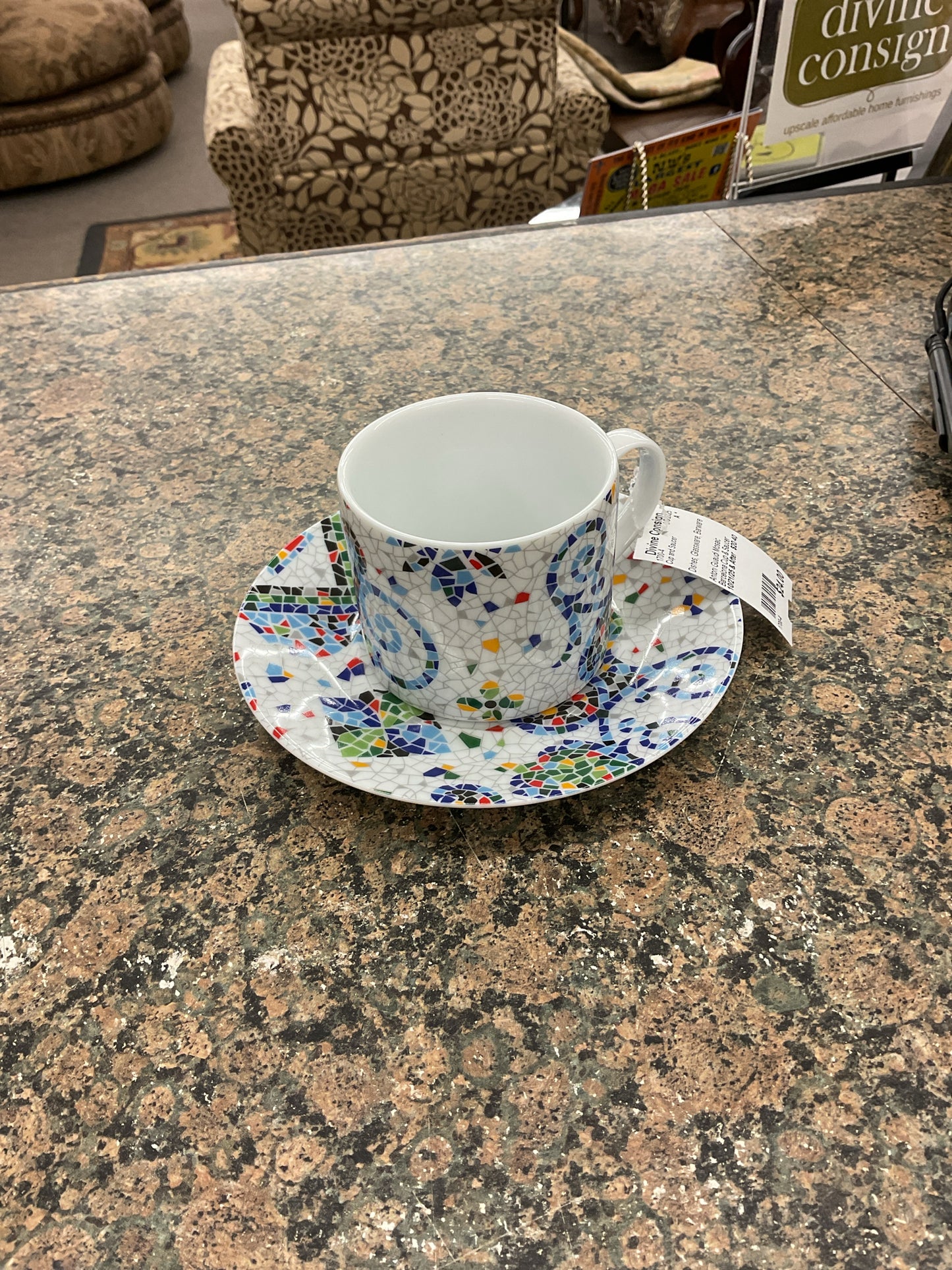 Antoni Guaudi Mosaic Barcelona Cup & Saucer