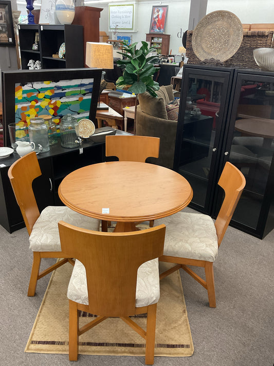 Solid Wood Dinette Set Round Table w/4 Chairs
