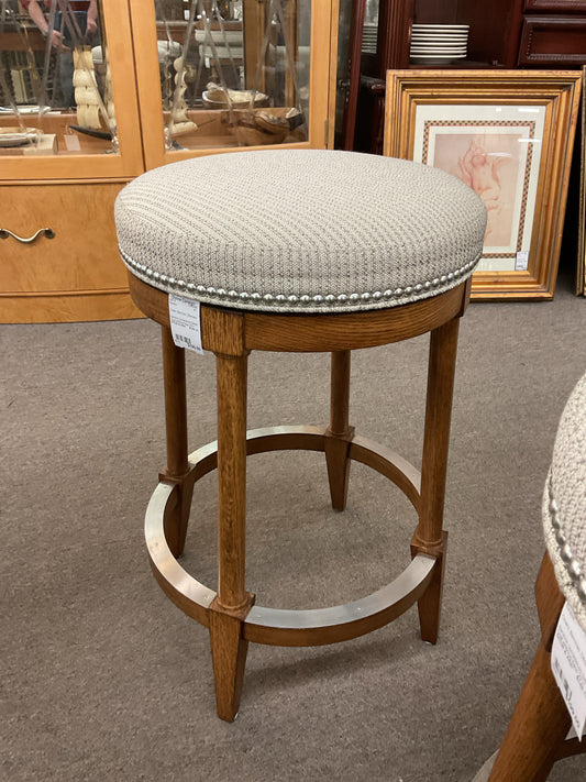 Barstool Upholstered Swivel Seat w/Wood Base 25"H