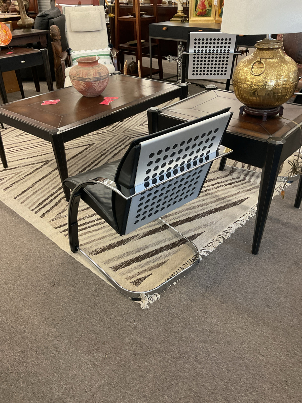 PAIR of Vintage Girsberger Black Leather & Chrome Chairs