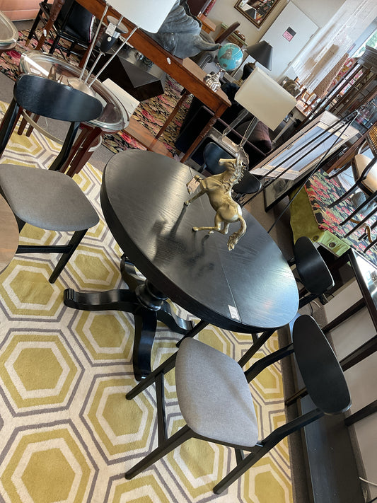 Pottery Barn Black Dinnette Set w/4 Chairs, 1 Leaf