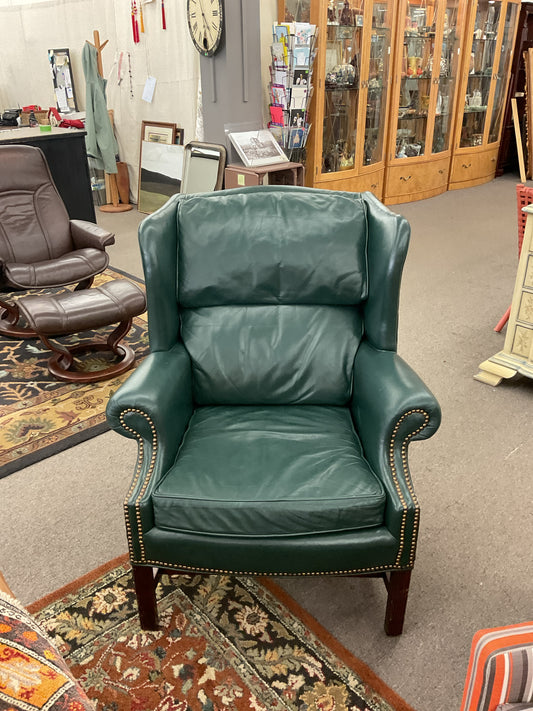 Green Leather Wingback Chair