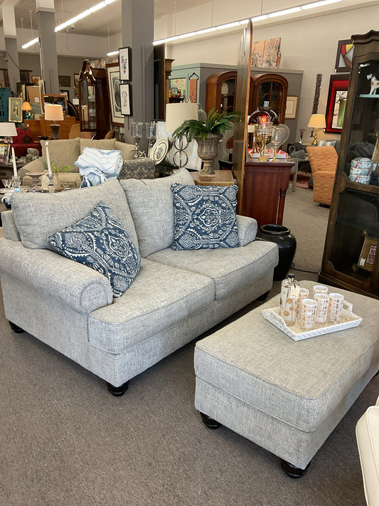 Ashley Light Gray Loveseat & Ottoman