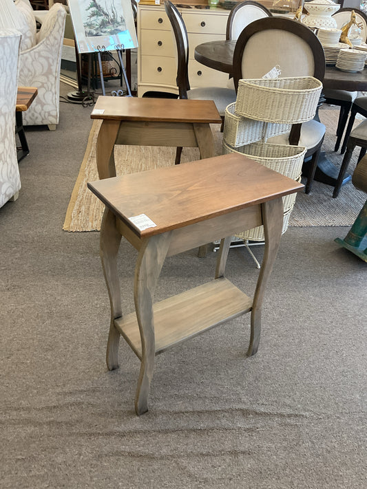 Amish-Made Side Table Light Wood Base w/Darker Top