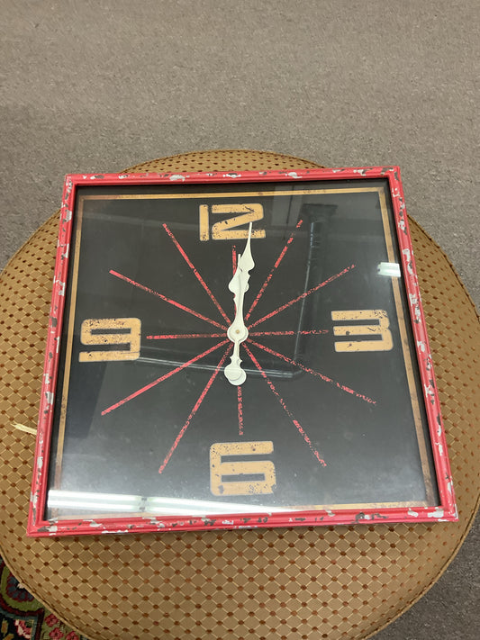 Wall Clock Red Metal Industrial Style
