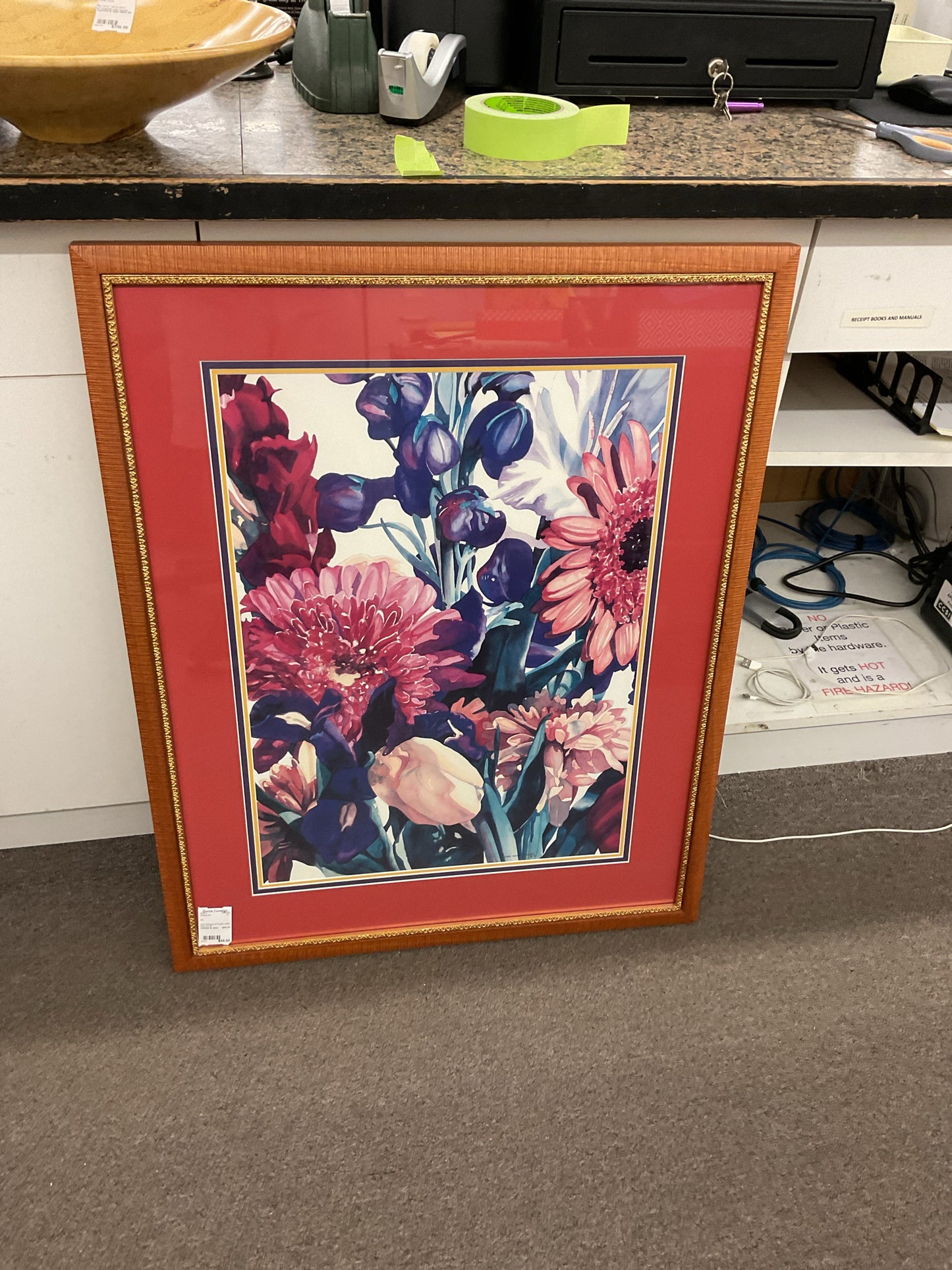 Red Flowers & Purple Lilies Print 27x37