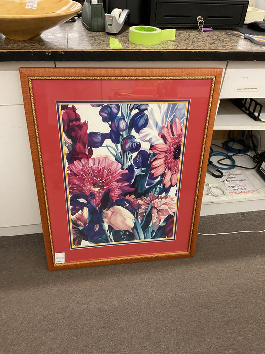 Red Flowers & Purple Lilies Print 27x37