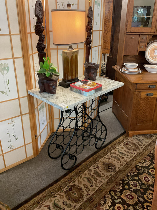 Metal Wine Table w/Marble Top