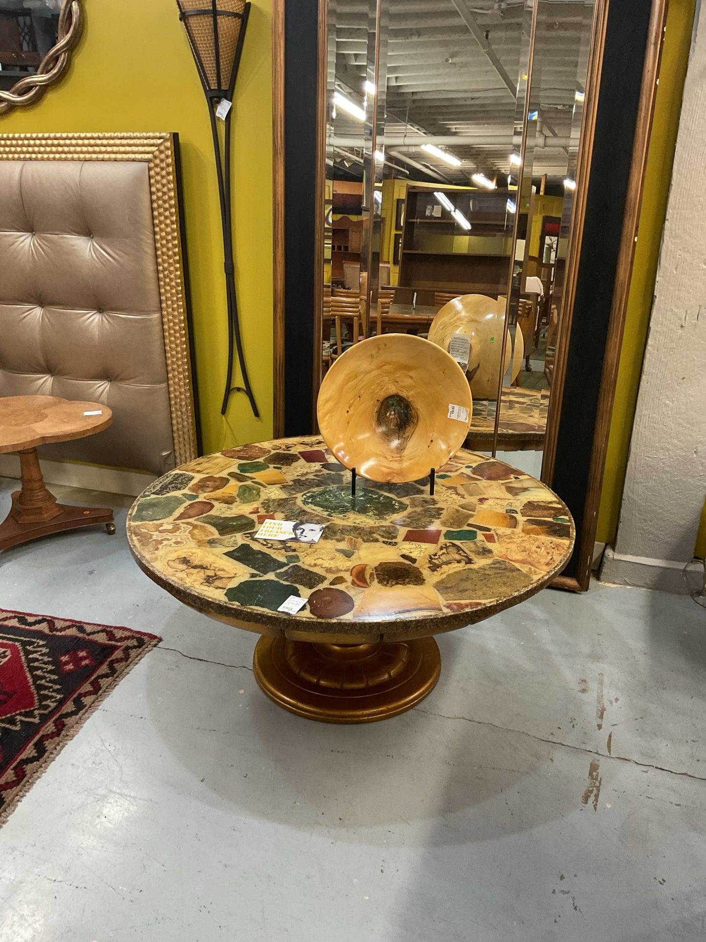 Mid Century Agate Coffee Table 45" Across