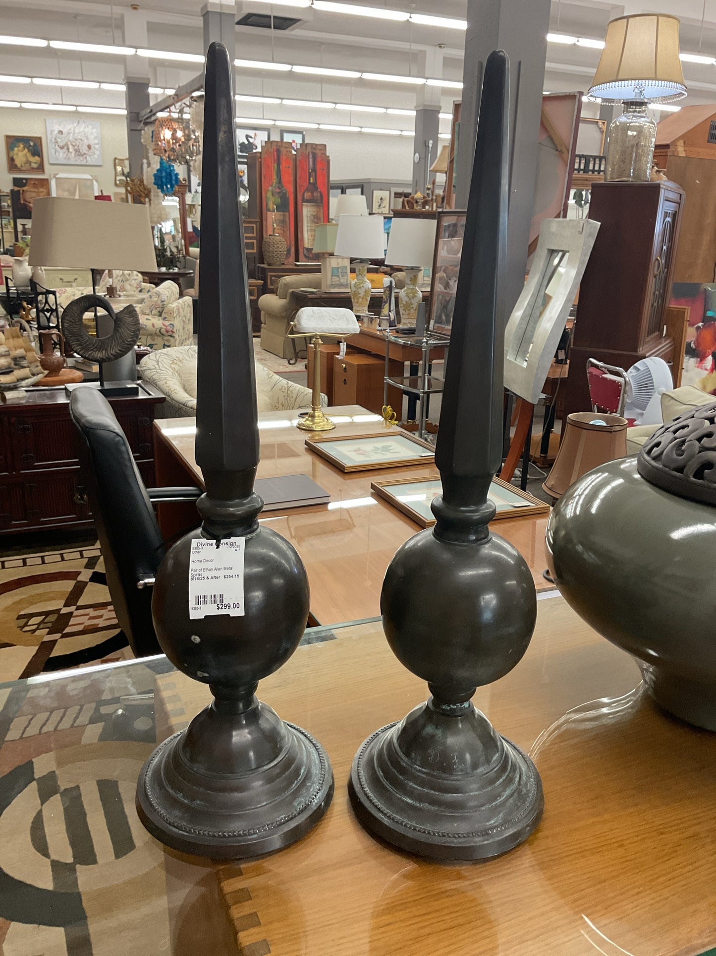 Pair of Ethan Allen Metal Spirals 23"